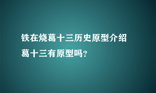 铁在烧葛十三历史原型介绍 葛十三有原型吗？