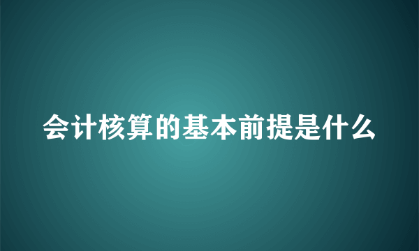 会计核算的基本前提是什么