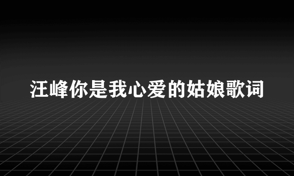 汪峰你是我心爱的姑娘歌词