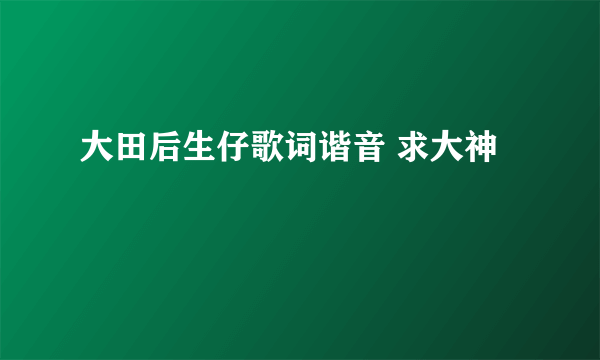 大田后生仔歌词谐音 求大神