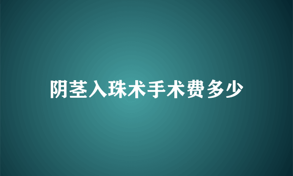 阴茎入珠术手术费多少