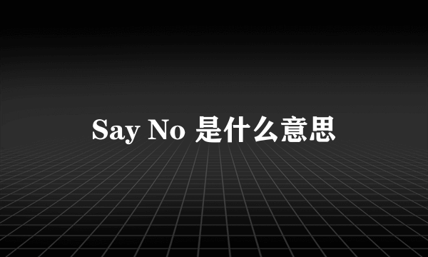 Say No 是什么意思