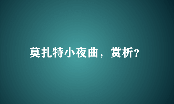 莫扎特小夜曲，赏析？