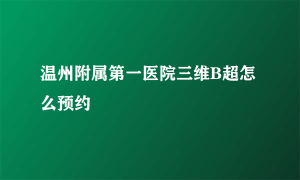 温州附属第一医院三维B超怎么预约