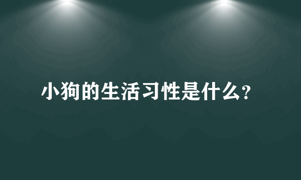 小狗的生活习性是什么？