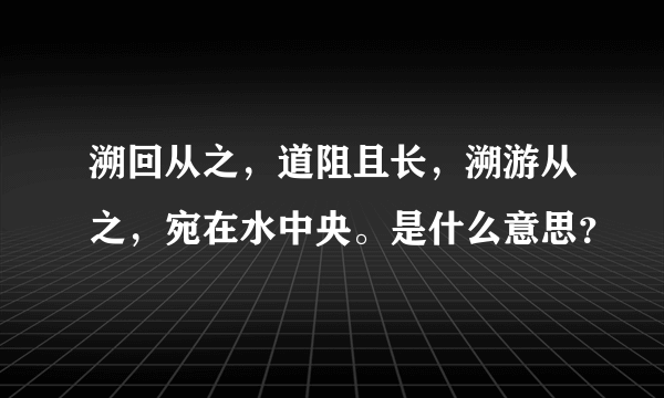 溯回从之，道阻且长，溯游从之，宛在水中央。是什么意思？