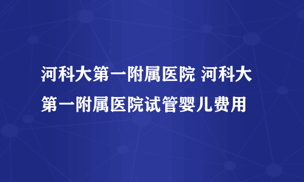 河科大第一附属医院 河科大第一附属医院试管婴儿费用