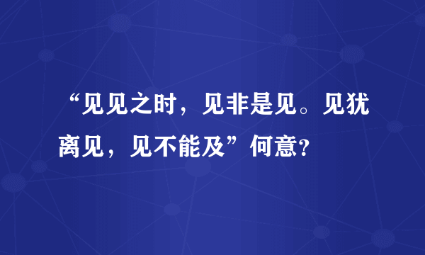 “见见之时，见非是见。见犹离见，见不能及”何意？