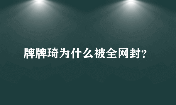 牌牌琦为什么被全网封？