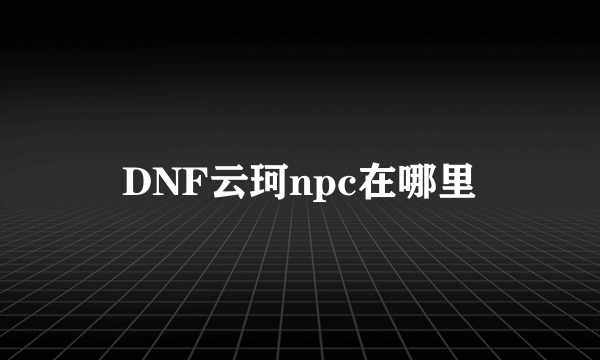 DNF云珂npc在哪里