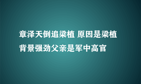 章泽天倒追梁植 原因是梁植背景强劲父亲是军中高官