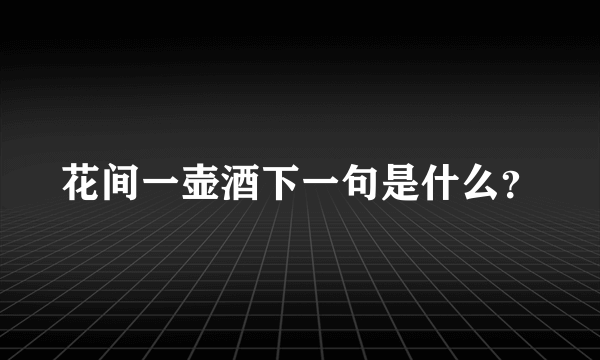 花间一壶酒下一句是什么？