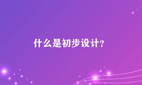 什么是初步设计？