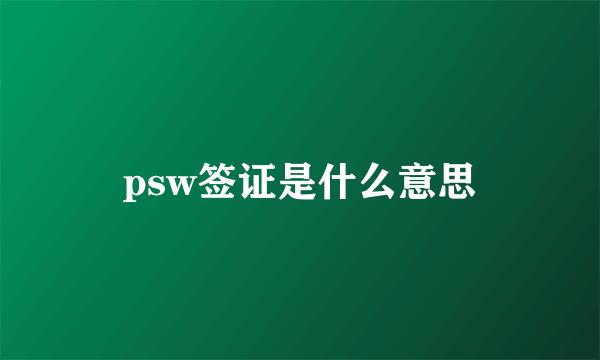 psw签证是什么意思