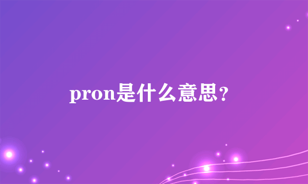 pron是什么意思？