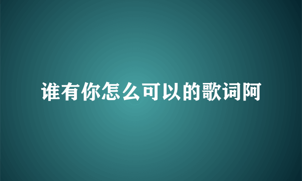 谁有你怎么可以的歌词阿