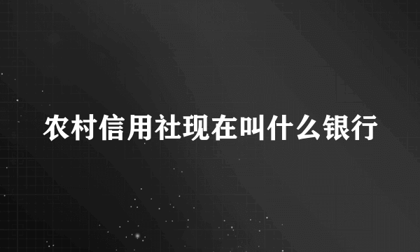 农村信用社现在叫什么银行