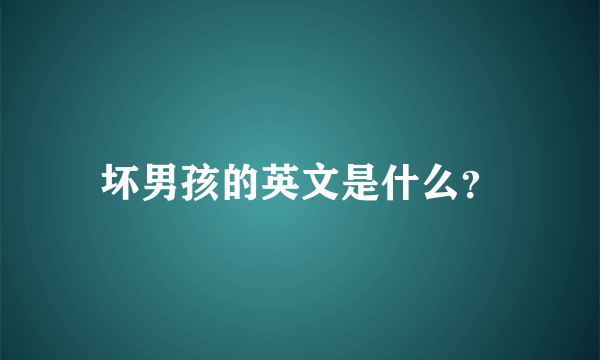 坏男孩的英文是什么？