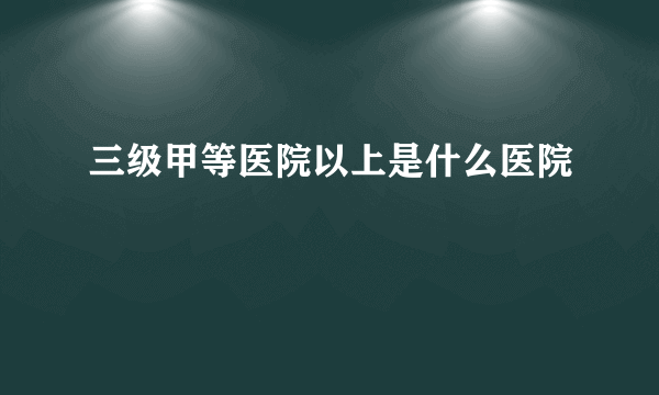 三级甲等医院以上是什么医院