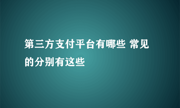 第三方支付平台有哪些 常见的分别有这些