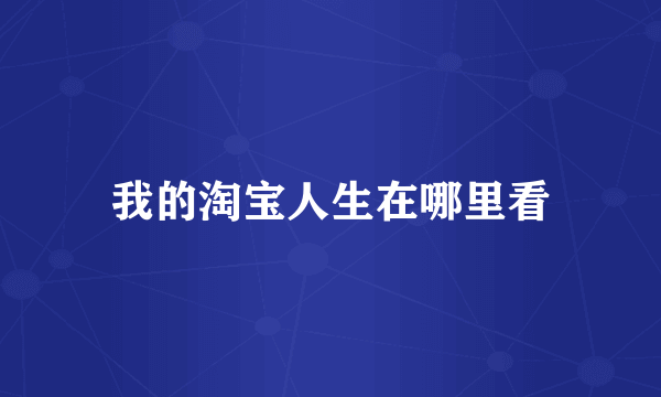 我的淘宝人生在哪里看