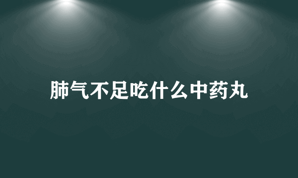 肺气不足吃什么中药丸