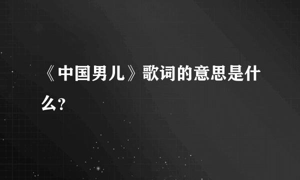 《中国男儿》歌词的意思是什么？