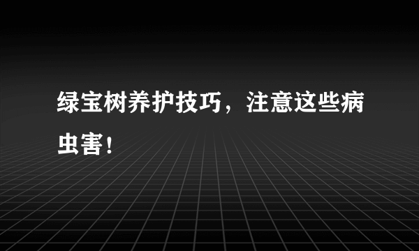 绿宝树养护技巧，注意这些病虫害！