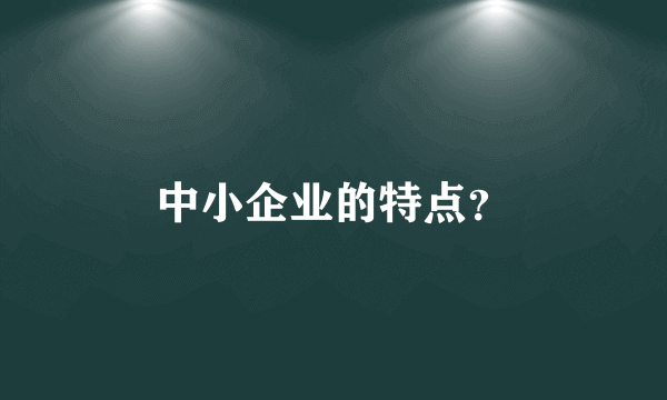 中小企业的特点？