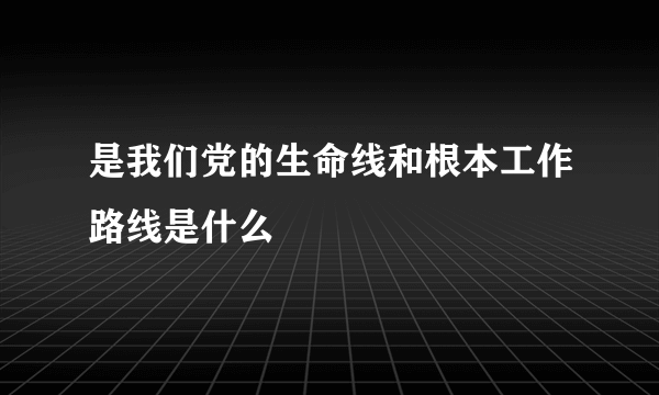 是我们党的生命线和根本工作路线是什么