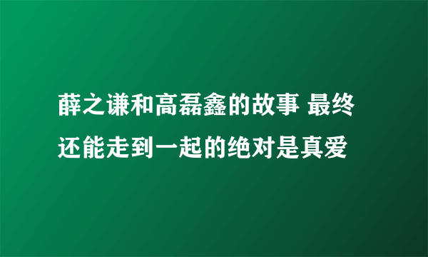 薛之谦和高磊鑫的故事 最终还能走到一起的绝对是真爱