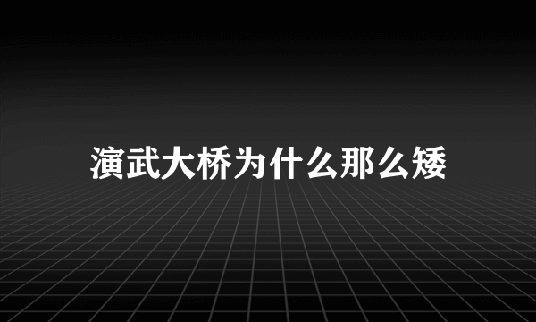 演武大桥为什么那么矮