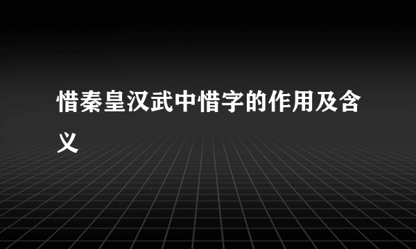 惜秦皇汉武中惜字的作用及含义