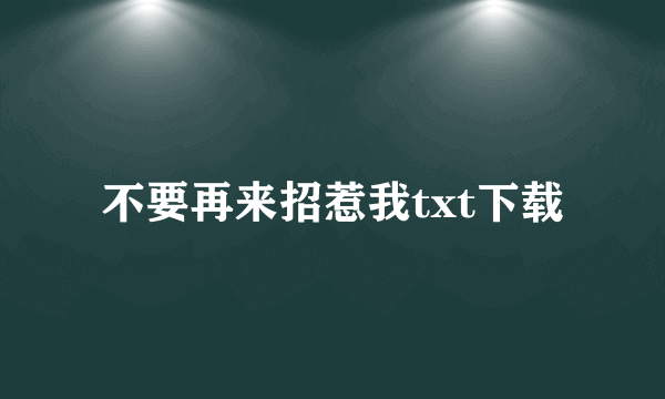 不要再来招惹我txt下载