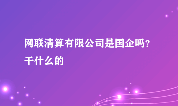 网联清算有限公司是国企吗？干什么的