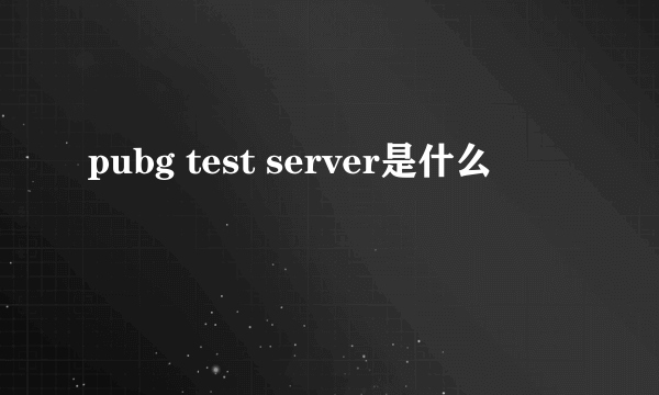 pubg test server是什么