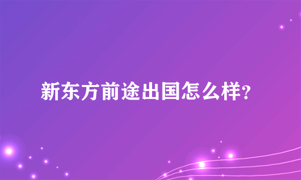 新东方前途出国怎么样？