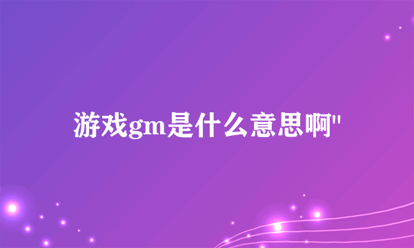 游戏gm是什么意思啊