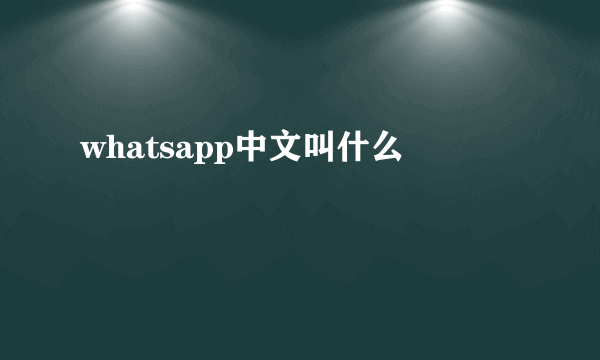 whatsapp中文叫什么