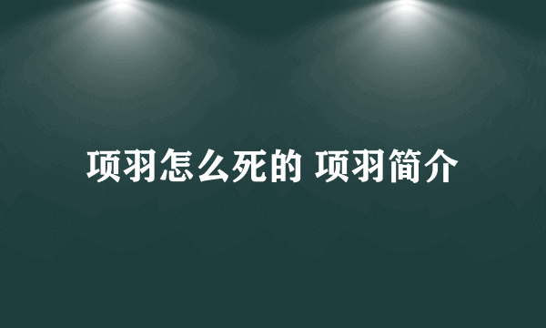 项羽怎么死的 项羽简介