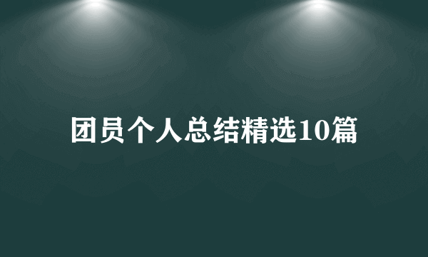 团员个人总结精选10篇