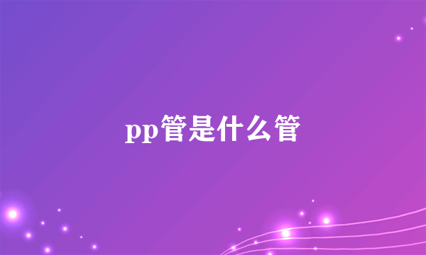 pp管是什么管