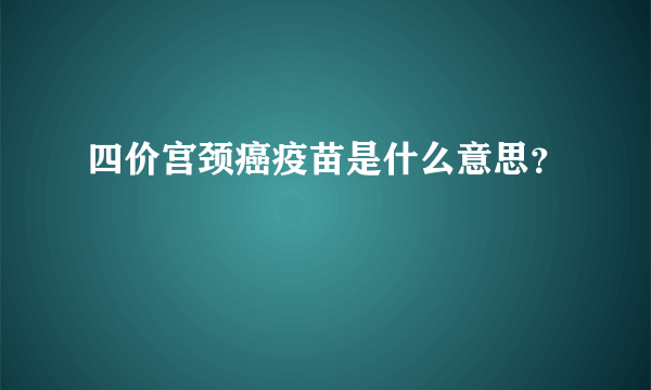 四价宫颈癌疫苗是什么意思？