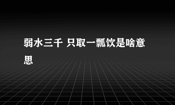 弱水三千 只取一瓢饮是啥意思