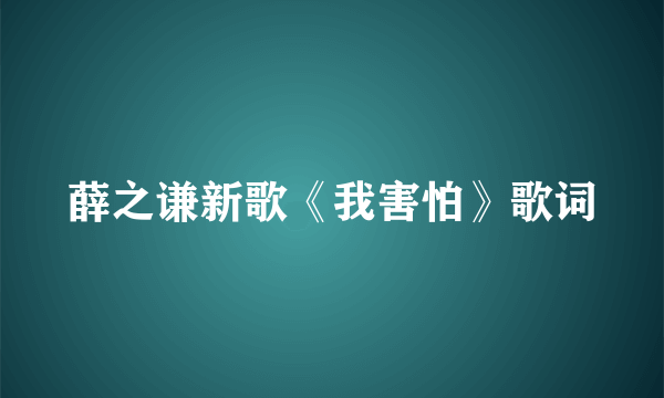 薛之谦新歌《我害怕》歌词