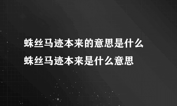 蛛丝马迹本来的意思是什么 蛛丝马迹本来是什么意思