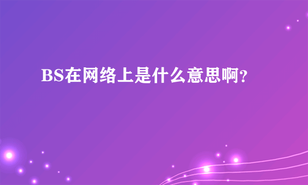 BS在网络上是什么意思啊？