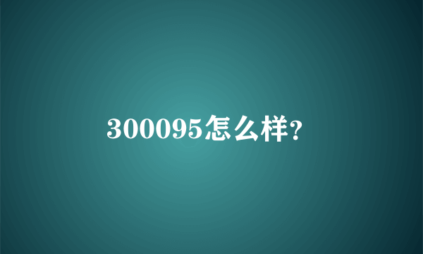 300095怎么样？