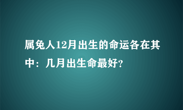 属兔人12月出生的命运各在其中：几月出生命最好？