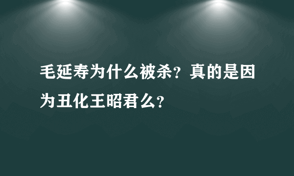 毛延寿为什么被杀？真的是因为丑化王昭君么？